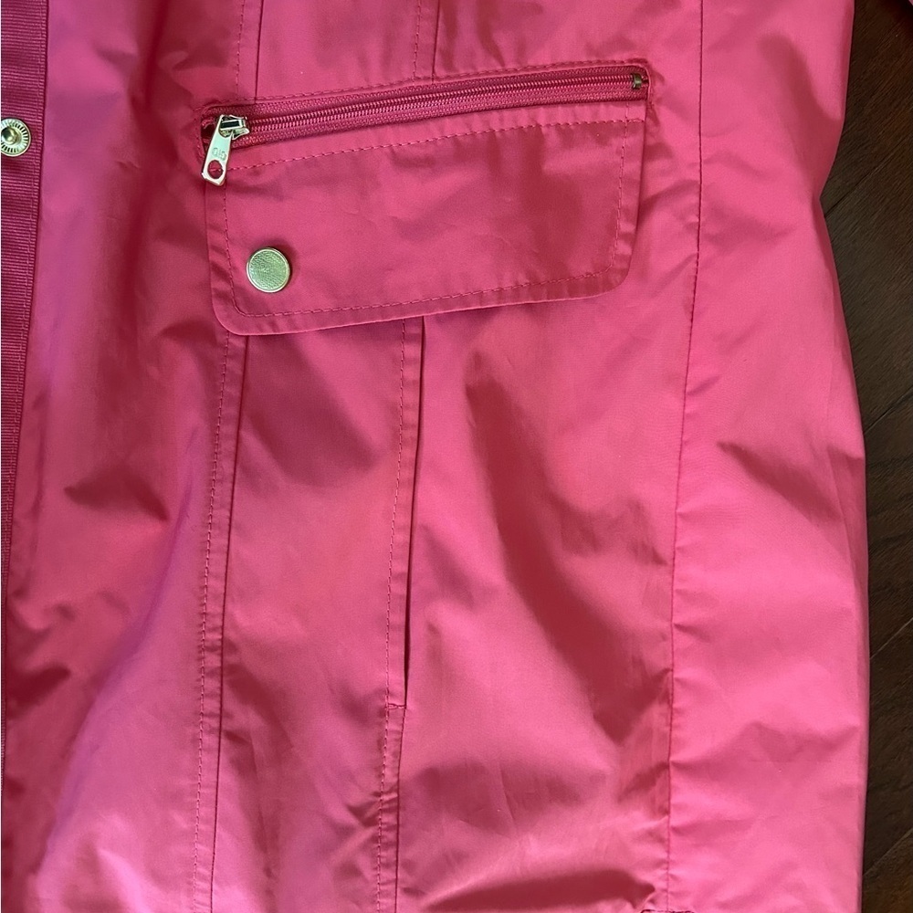 Cole Haan Packable Hooded Water-Resistant Raincoat coral size M retail $359 - Picture 15 of 15